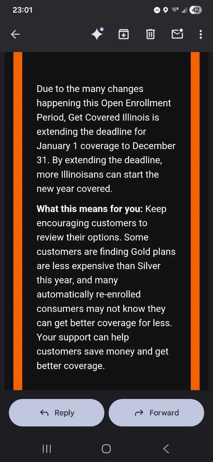 Get Covered Illinois special enrollment period notice
